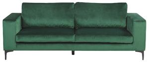 Sofa zielona glamour welurowa metalowe nóżki 3-osobowa Vadstena Beliani