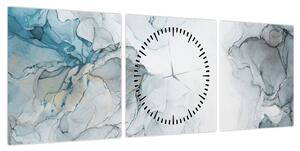 Obraz - Niebieski marmur (z zegarem) (90x30 cm)