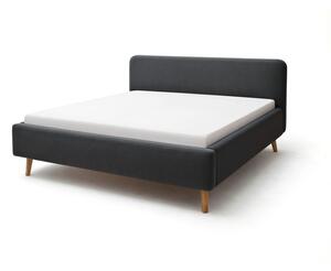 Ciemnoszare tapicerowane łóżko dwuosobowe ze schowkiem i stelażem 180x200 cm Mattis – Meise Möbel