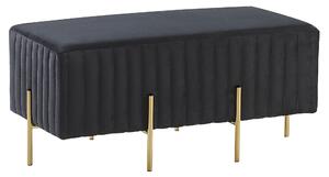 Glamour ławka tapicerowana welurowa 93 cm metalowe nogi czarny złoty Dayton Beliani
