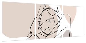 Obraz - Kobieta linia sztuki ciała N⁰1 (z zegarem) (90x30 cm)