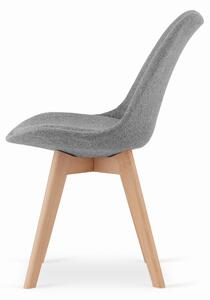 EMWOmeble Krzesło tapicerowane szare NORI 3398 nogi drewno / 4 sztuki