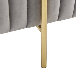 Glamour ławka tapicerowana welurowa 93 cm złote metalowe nogi szara Dayton Beliani