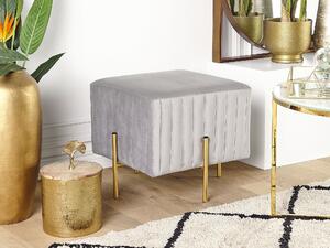 Glamour puf stołek tapicerowany welurowy złote metalowe nogi szary Dayton Beliani
