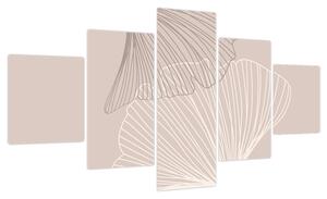 Obraz - Beżowe liście N⁰2 (125x70 cm)