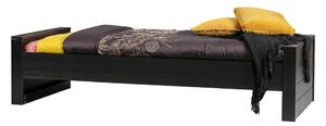 Czarne łóżko jednoosobowe z drewna sosnowego WOOOD Dennis, 90x200 cm