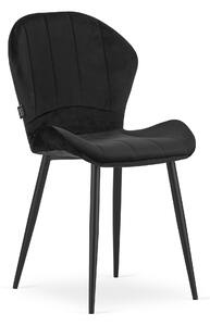 Czarne aksamitne krzesło TERNI z czarnymi nogami