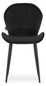 Czarne aksamitne krzesło TERNI z czarnymi nogami