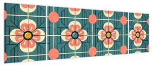 Obraz - Retro wzór z kwiatami (170x50 cm)