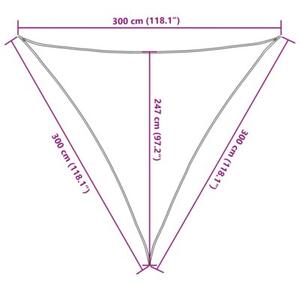 Żagiel przeciwsłoneczny, 160 g/m², biały, 3x3x3 m, hdpe