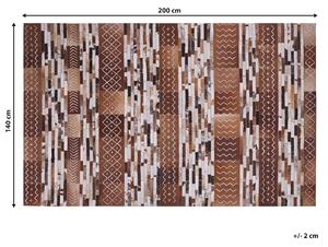 Dywan skórzany brązowy patchwork 140 x 200 cm w paski podszycie z filcu Herekli Beliani