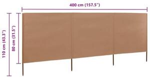 Parawan 3-skrzydłowy z tkaniny, 400x80 cm, taupe