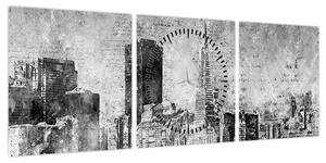 Obraz - Miasto sztuki kawowej (z zegarem) (90x30 cm)