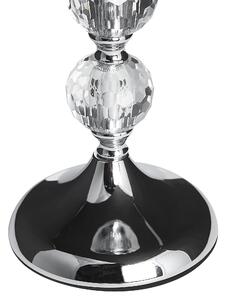 Świecznik srebrny glam metalowy szklany kryształowa noga 37 cm Cotui Beliani