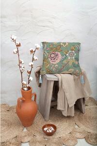 Zielona poduszka dekoracyjna Velvet Atelier Japanese Flowers, 45x45 cm