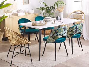 Zestaw 2 krzeseł do jadalni welurowy z wzorem roślinnym niebieski Vivian Beliani