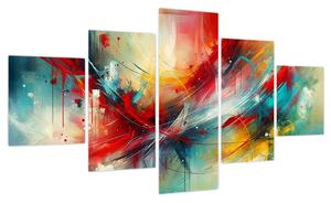 Obraz – Abstrakcja z czerwienią (125x70 cm)