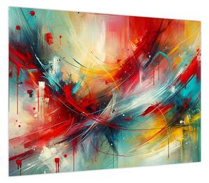 Obraz – Abstrakcja z czerwienią (70x50 cm)