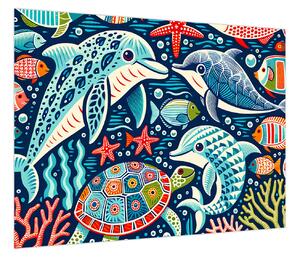 Obraz – Rysowane zwierzęta wodne (70x50 cm)