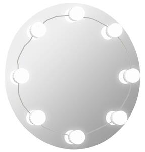 Lustro Åcienne z lampkami LED, bez ramy, okrÄ gÅe, szklane