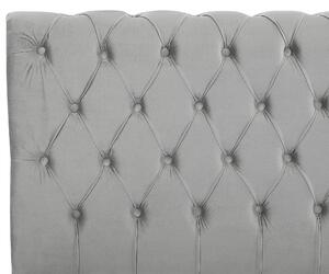 Łóżko welurowe szare 160 x 200 pikowane wezgłowie ze stelażem brązowe nóżki Avallon Beliani