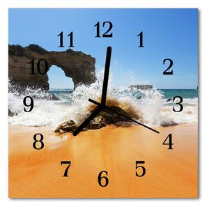 Zegar szklany kwadratowy Plaża