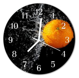 Zegar szklany okrągły Pomarańczowy
