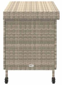 Skrzynia ogrodowa z kółkami, szara, 110x55x73 cm, polirattan