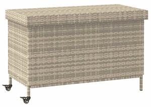 Skrzynia ogrodowa z kółkami, szara, 110x55x73 cm, polirattan