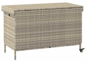 Skrzynia ogrodowa z kółkami, szara, 110x55x73 cm, polirattan