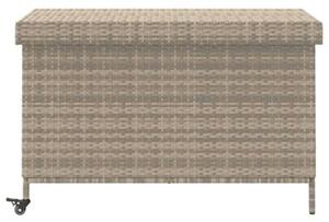 Skrzynia ogrodowa z kółkami, szara, 110x55x73 cm, polirattan