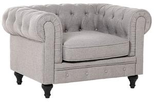 Klasyczny zestaw wypoczynkowy sofa fotel pikowany jasnoszary Chesterfield Beliani