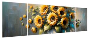 Obraz – Wazon ze słonecznikami (170x50 cm)