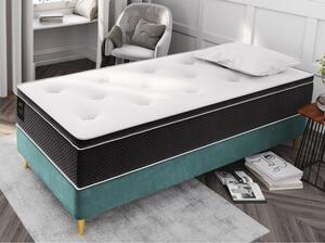 Turkusowe aksamitne łóżko jednoosobowe Milo Casa Lia, 90x200 cm