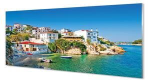 Obraz na szkle Grecja Wybrzeże budynki morze