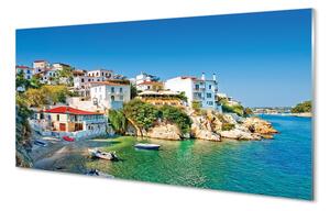 Obraz na szkle Grecja Wybrzeże budynki morze