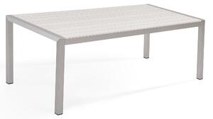 Stół ogrodowy 180 x 90 cm dla 6 osób aluminium sztuczne drewno biały Vernio Beliani