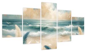 Obraz – Malowana plaża w delikatnych kolorach (125x70 cm)