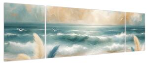 Obraz – Malowana plaża w delikatnych kolorach (170x50 cm)