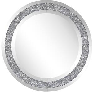 Lustro okrągłe ścienne dekoracyjne ø 70 cm ozdobna rama srebrne Erbray Beliani