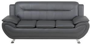 Komplet wypoczynkowy ekoskóra sofa 3-os i 2-os fotel do salonu szary Leira Beliani