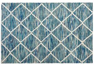 Dywan prostokątny wełniany 160 x 230 cm geometryczny wzór niebieski Belenli Beliani