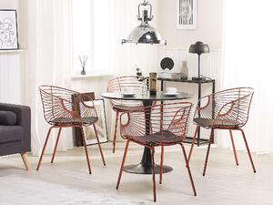 Zestaw 2 krzeseł metalowych z poduszką z ekoskóry czerwony miedziany Hoback Beliani