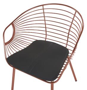 Zestaw 2 krzeseł metalowych z poduszką z ekoskóry czerwony miedziany Hoback Beliani