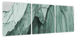 Obraz - Emerald Mountains N⁰3 (z zegarem) (90x30 cm)