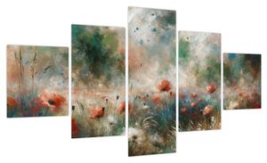 Obraz – Abstrakcja pola z makami (125x70 cm)