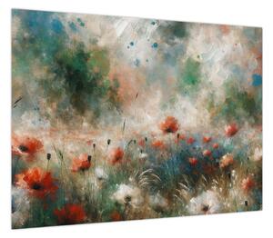 Obraz – Abstrakcja pola z makami (70x50 cm)