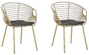 Zestaw 2 krzeseł metalowych do jadalni z poduszką z ekoskóry złoty Hoback Beliani
