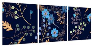 Obraz - Jesienne kwiaty (z zegarem) (90x30 cm)