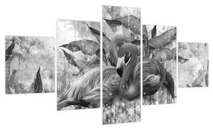 Obraz - Graffiti z flamingami (125x70 cm)